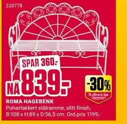 Europris ROMA HAGEBENK tilbud