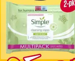 Europris Simple cleansing wipes tilbud