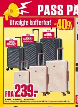 Europris KOFFERT ROMA HVIT / MADRID GRÅ tilbud