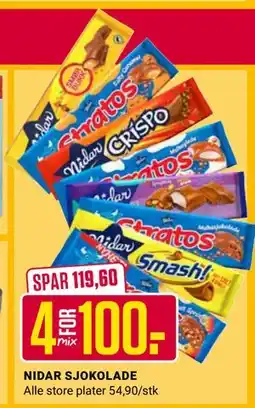 Europris NIDAR SJOKOLADE tilbud
