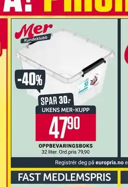 Europris OPPBEVARINGSBOKS, App-pris tilbud