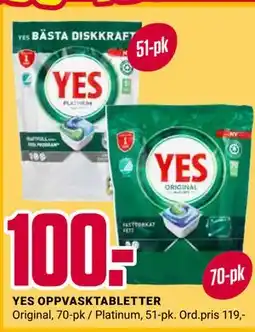 Europris YES OPPVASKTABLETTER tilbud