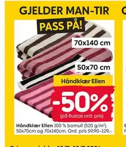 Rusta Håndklær Ellen tilbud