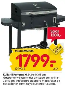 Rusta Kullgrill Pampas XL, Medlemspris tilbud
