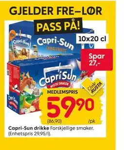Rusta Capri-Sun drikke, Medlemspris tilbud