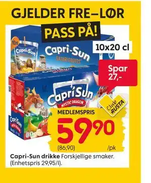 Rusta Capri-Sun drikke, Medlemspris tilbud