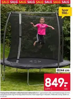 Rusta Trampoline inkludert sikkerhetsnett Adrenalin tilbud