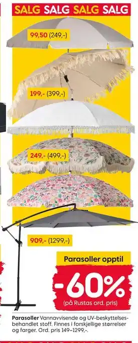 Rusta Parasoller tilbud
