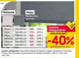 Rusta Lystette rullegardiner, Medlemspris tilbud