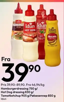 Gigaboks Hamburgerdressing 750 g/ Hot Dog dressing 830 g/ Tomatketchup 905 g/Pølsesennep 850 g tilbud
