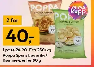 Gigaboks Poppa Spansk paprika/ Rømme & urter 80 g tilbud