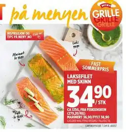 Meny LAKSEFILET MED SKINN tilbud