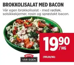 Meny BROKKOLISALAT MED BACON tilbud