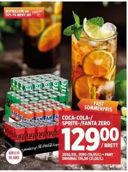 Meny COCA-COLA-/ SPRITE-/FANTA ZERO tilbud