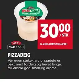 Meny PIZZADEIG tilbud