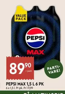 Coop Mega PEPSI MAX 1,5 L 6 PK tilbud