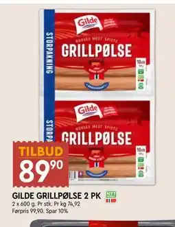 Coop Mega GILDE GRILLPØLSE 2 PK tilbud