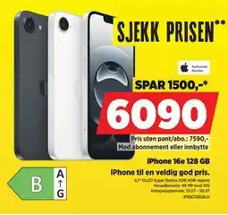 POWER iPhone 16e 128 GB tilbud