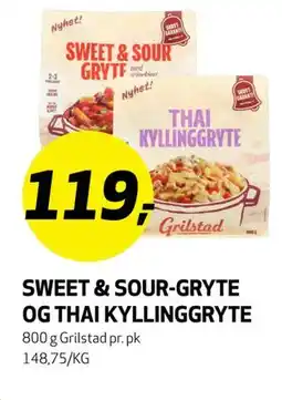 Bunnpris SWEET & SOUR-GRYTE OG THAI KYLLINGGRYTE tilbud