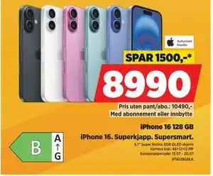 POWER iPhone 16 128 GB tilbud