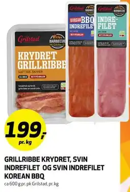 Bunnpris GRILLRIBBE KRYDRET, SVIN INDREFILET OG SVIN INDREFILET KOREAN BBQ tilbud