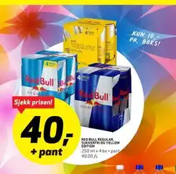 Bunnpris RED BULL REGULAR, SUKKERFRI OG YELLOW EDITION tilbud