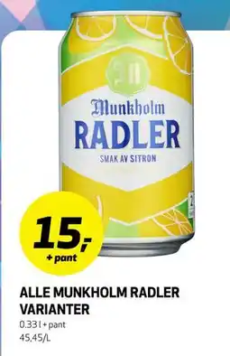 Bunnpris ALLE MUNKHOLM RADLER VARIANTER tilbud
