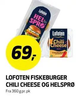 Bunnpris LOFOTEN FISKEBURGER CHILI CHEESE OG HELSPRØ tilbud