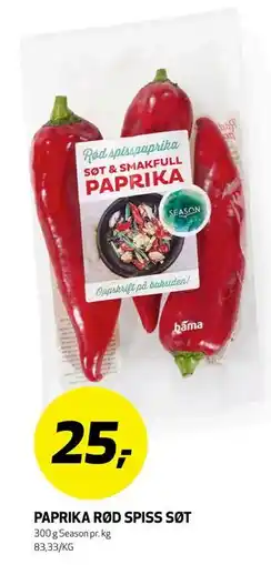 Bunnpris PAPRIKA RØD SPISS SØT tilbud