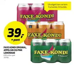 Bunnpris FAXE KONDI ORIGINAL, APPELSIN OG PINK LEMONADE tilbud