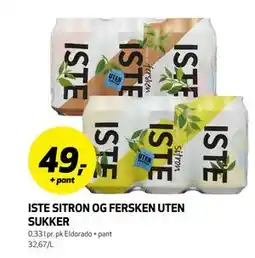 Bunnpris ISTE SITRON OG FERSKEN UTEN SUKKER tilbud