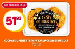 Coop Extra Coop grill perfekt crispy kyllingburger med ost tilbud