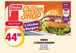 Coop Extra Findus 2 chicken burgers tilbud