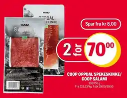 Coop Extra Coop oppdal spekeskinke/ Coop salami tilbud
