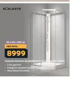 Megaflis Celeste novello dusjkabinett m/skyvedør satin tilbud