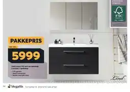 Megaflis Lind Luxury 100 sort servantskap + servant + speilskap tilbud