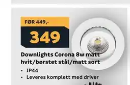 Megaflis Downlights Corona 8w matt hvit/børstet stål/matt sort tilbud