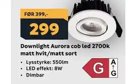 Megaflis Downlight Aurora cob led 2700k matt hvit/matt sort tilbud