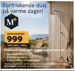 Megaflis Utedusj til kaldt vann hageslange børstet stål tilbud