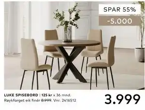 Skeidar LUKE SPISEBORD tilbud