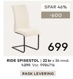 Skeidar RIDE SPISESTOL tilbud