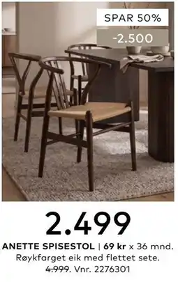 Skeidar ANETTE SPISESTOL tilbud