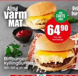 Spar Biffburger/kyllingburger tilbud
