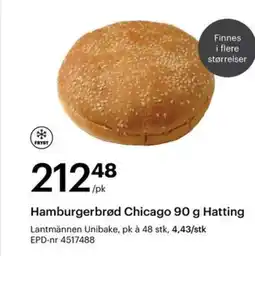 Storcash Hamburgerbrød Chicago 90 g Hatting tilbud