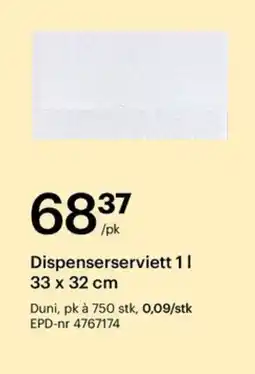 Storcash Dispenserserviett 1 | 33 x 32 cm tilbud