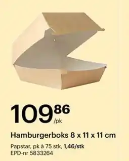 Storcash Hamburgerboks 8 x 11 x 11 cm tilbud