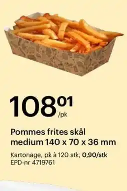 Storcash Pommes frites skål medium 140 x 70 x 36 mm tilbud
