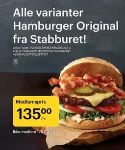 Storcash Alle varianter Hamburger Original fra Stabburet! tilbud