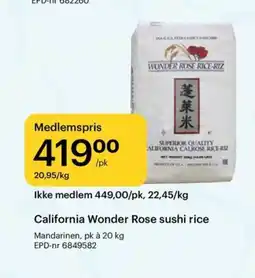 Storcash California Wonder Rose sushi rice tilbud