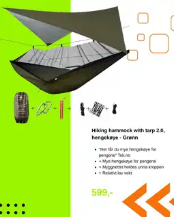 XXL Sport Hiking hammock with tarp 2.0, hengekøye - Grønn tilbud